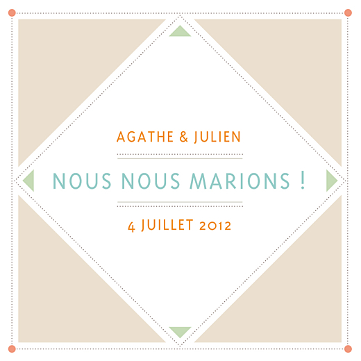 Faire-part de mariage 4 photos losange rv beige Faire-part de mariage 4 photos losange rv beige