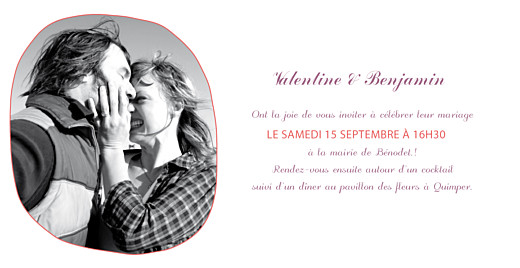 Faire-part de mariage Tendresse 2 violet Faire-part de mariage Tendresse 2 violet