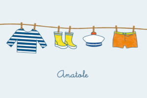 Faire-part de naissance Fil à linge estival rv bleu Faire-part de naissance Fil à linge estival rv bleu