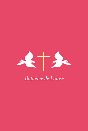 Faire-part de baptême Croix & colombes rose Faire-part de baptême Croix & colombes rose