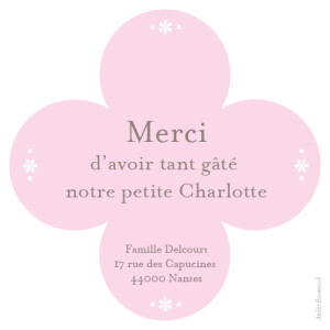 Carte de remerciement Petit trèfle photo rose Carte de remerciement Petit trèfle photo rose