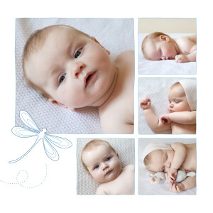Faire-part de naissance Libellule 8 photos bleu Faire-part de naissance Libellule 8 photos bleu
