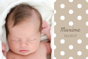 Faire-part de naissance Pois design paysage beige Faire-part de naissance Pois design paysage beige
