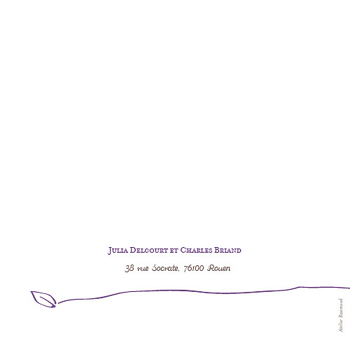 Faire-part de mariage Oiseaux (carré) prune Faire-part de mariage Oiseaux (carré) prune