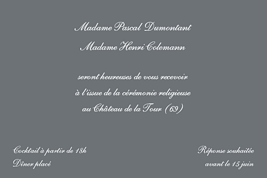 Carton d'invitation mariage Elegant ardoise - Page 1 Carton d'invitation mariage Elegant ardoise - Page 1