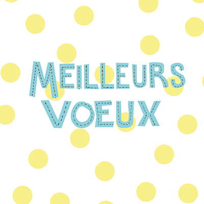 Carte de voeux Pois festifs jaune finition Carte de voeux Pois festifs jaune finition