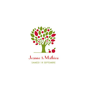 Faire-part de mariage Pomme d'amour rouge-vert Faire-part de mariage Pomme d'amour rouge-vert