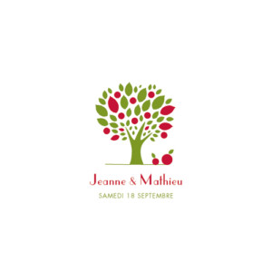 Faire-part de mariage Pomme d'amour rouge-vert Faire-part de mariage Pomme d'amour rouge-vert