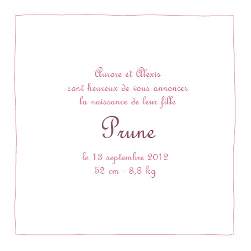 Faire-part de naissance 6 photos 4 pages prune Faire-part de naissance 6 photos 4 pages prune