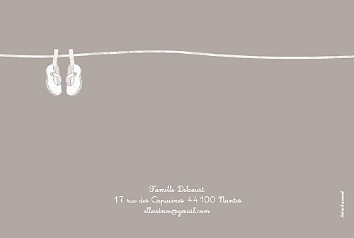 Faire-part de naissance Linge peluche fille photo taupe Faire-part de naissance Linge peluche fille photo taupe