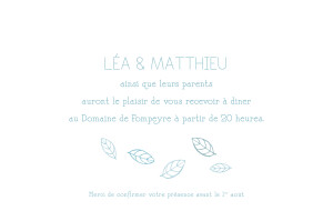 Carton d'invitation mariage Nature bleu