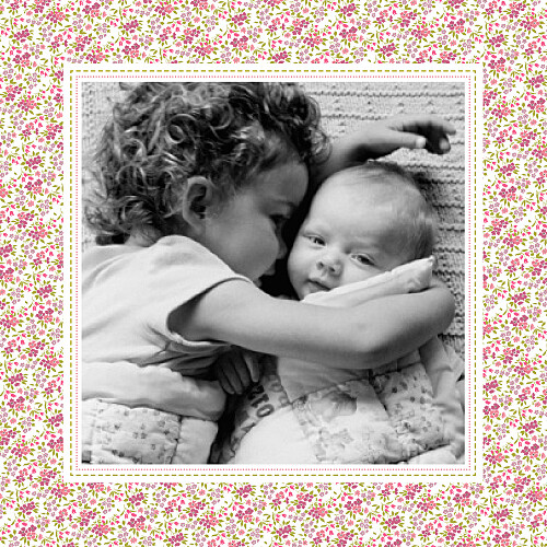 Faire-part de naissance Liberty 4 pages rose Faire-part de naissance Liberty 4 pages rose