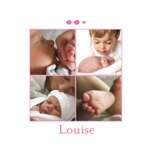 Faire-part de naissance Zen 5 photos fille Faire-part de naissance Zen 5 photos fille