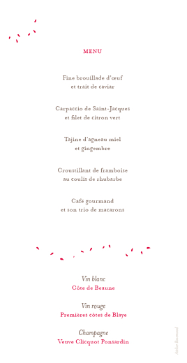 Menu de mariage Bouquet (panoramique) rouge - Verso