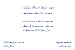 Carton d'invitation mariage Élégant rv blanc