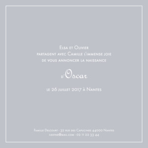 Faire-part de naissance Classique garçon liseré gris Faire-part de naissance Classique garçon liseré gris