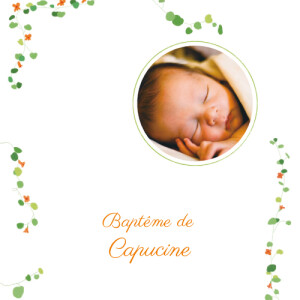 Faire-part de baptême Capucine orange Faire-part de baptême Capucine orange
