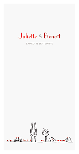 Menu de mariage En route ! gris rouge Menu de mariage En route ! gris rouge