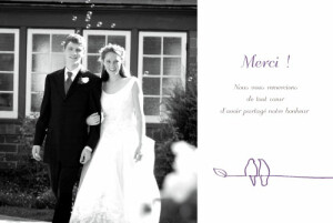 Carte de remerciement mariage Duo d'oiseaux prune