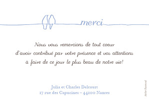 Carte de remerciement mariage Petits oiseaux bleu Carte de remerciement mariage Petits oiseaux bleu