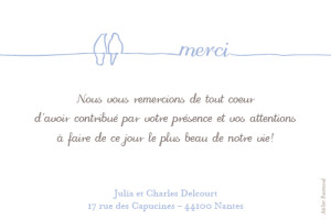 Carte de remerciement mariage Petits oiseaux bleu Carte de remerciement mariage Petits oiseaux bleu