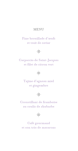 Menu de mariage Élégant blanc Menu de mariage Élégant blanc