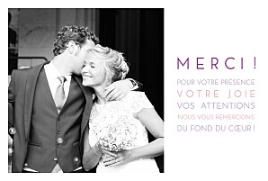 Carte de remerciement mariage Justifié 1 photo blanc Carte de remerciement mariage Justifié 1 photo blanc