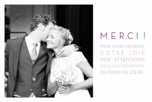 Carte de remerciement mariage Justifié 1 photo blanc Carte de remerciement mariage Justifié 1 photo blanc