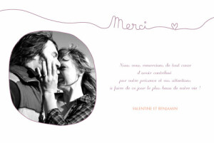 Carte de remerciement mariage Tendresse violet Carte de remerciement mariage Tendresse violet