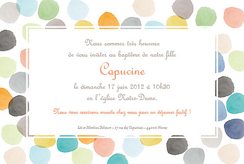 Faire-part de baptême Petite aquarelle orange - Verso Faire-part de baptême Petite aquarelle orange - Verso
