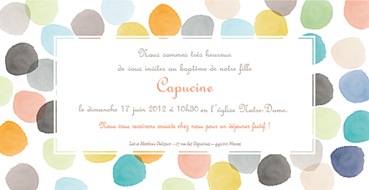 Faire-part de baptême Aquarelle orange Faire-part de baptême Aquarelle orange