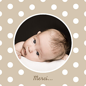Carte de remerciement Petit pois design (carré) beige Carte de remerciement Petit pois design (carré) beige