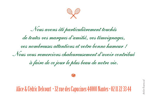 Carte de remerciement mariage Tennis orange - Page 2 Carte de remerciement mariage Tennis orange - Page 2