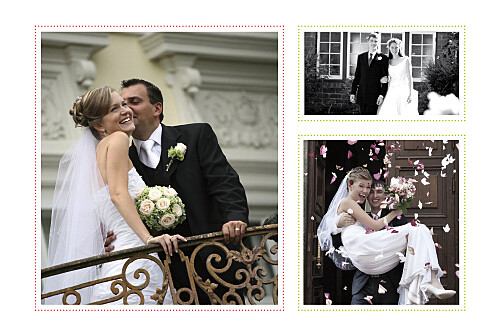 Carte de remerciement mariage Initiales 3 photos rose anis Carte de remerciement mariage Initiales 3 photos rose anis