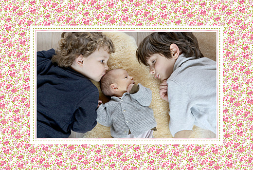 Faire-part de naissance Liberty paysage 4 pages rose Faire-part de naissance Liberty paysage 4 pages rose