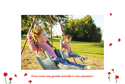 Faire-part de naissance Coquelicot 4 photos rouge Faire-part de naissance Coquelicot 4 photos rouge