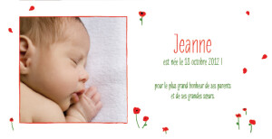 Faire-part de naissance Coquelicots panoramique rouge Faire-part de naissance Coquelicots panoramique rouge