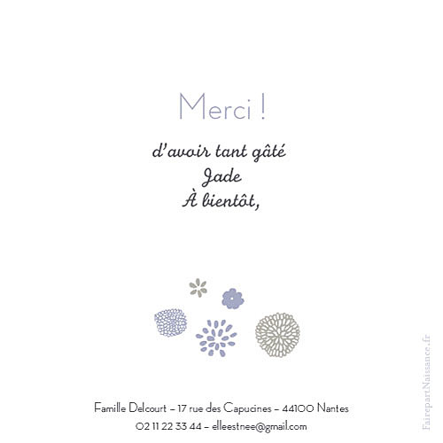 Carte de remerciement Merci beaux jours mauve - Page 2 Carte de remerciement Merci beaux jours mauve - Page 2