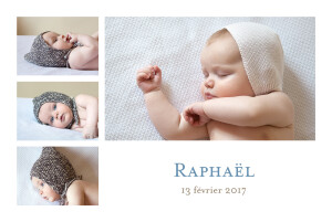 Faire-part de naissance Classique 6 photos paysage blanc Faire-part de naissance Classique 6 photos paysage blanc