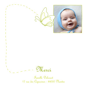 Carte de remerciement Petit origami papillon vert Carte de remerciement Petit origami papillon vert
