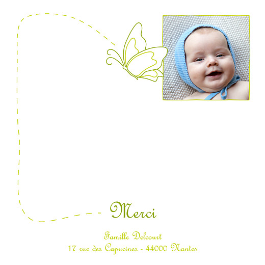 Carte de remerciement Petit origami papillon vert Carte de remerciement Petit origami papillon vert