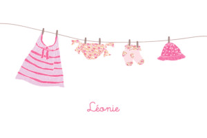 Faire-part de naissance Fil à linge liberty photo rv rayé Faire-part de naissance Fil à linge liberty photo rv rayé