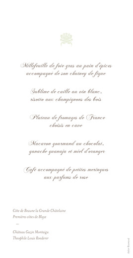Menu de mariage Fleur de lotus rv vert pâle Menu de mariage Fleur de lotus rv vert pâle