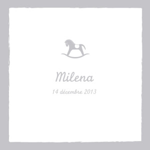 Faire-part de naissance Cheval 4 pages médaillon gris Faire-part de naissance Cheval 4 pages médaillon gris