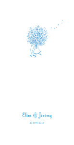 Menu de mariage Bouquet (panoramique) bleu Menu de mariage Bouquet (panoramique) bleu