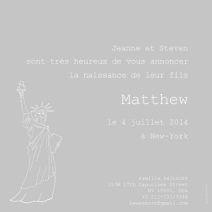 Faire-part de naissance New york 1 photo gris Faire-part de naissance New york 1 photo gris