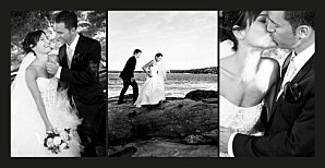 Carte de remerciement mariage 3 photos (panoramique) noir
