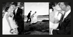 Carte de remerciement mariage 3 photos (panoramique) noir Carte de remerciement mariage 3 photos (panoramique) noir