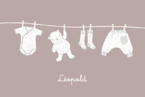 Faire-part de naissance Linge peluche garçon photo taupe Faire-part de naissance Linge peluche garçon photo taupe