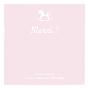 Carte de remerciement Merci petit cheval rose pâle Carte de remerciement Merci petit cheval rose pâle